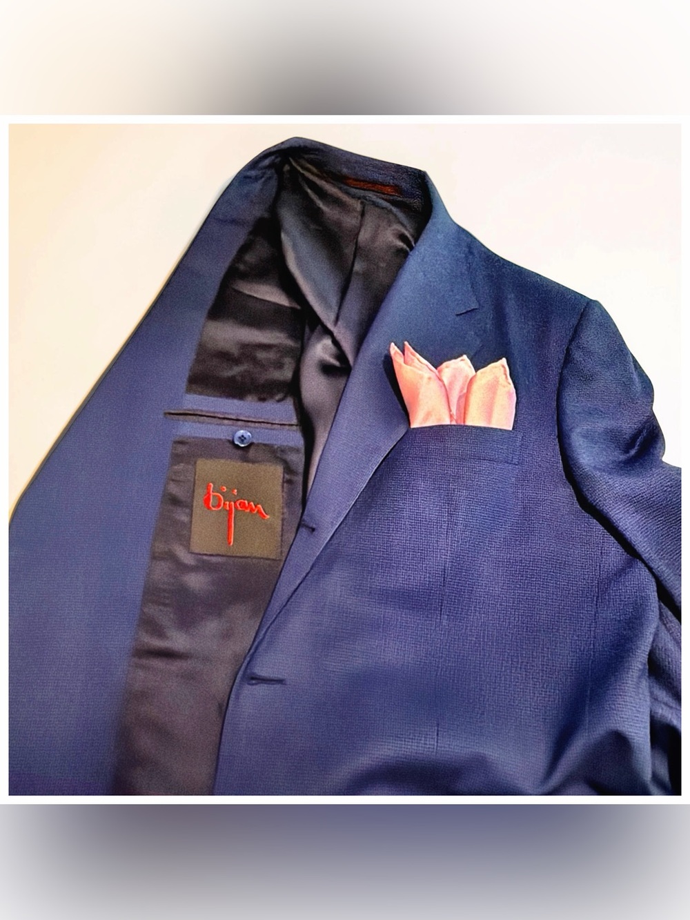 Bijan Men’s Navy Micro-Check Suit | Super 100’s Wool | Luxury Italian Tailoring - Picture 10 of 16